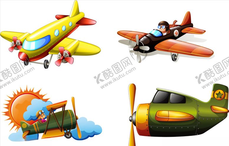 编号：26499810280925076502【酷图网】源文件下载-手绘卡通飞机