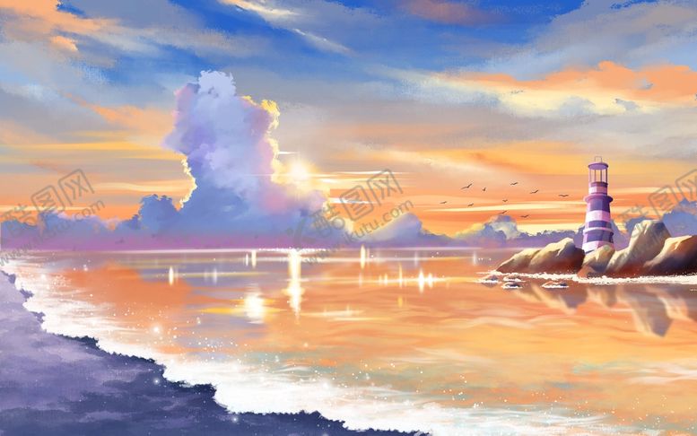 编号：65392409291006591358【酷图网】源文件下载-黄昏海滩风景