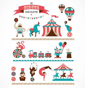 缤纷马戏团元素插画
