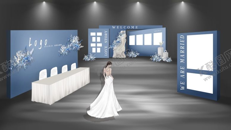 编号：30661110070720472357【酷图网】源文件下载-蓝色白婚礼