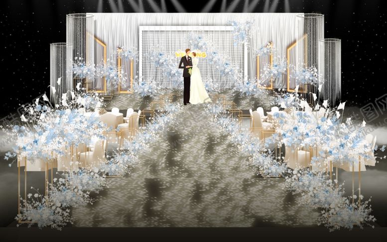 编号：13798309191213505730【酷图网】源文件下载-白蓝色婚礼