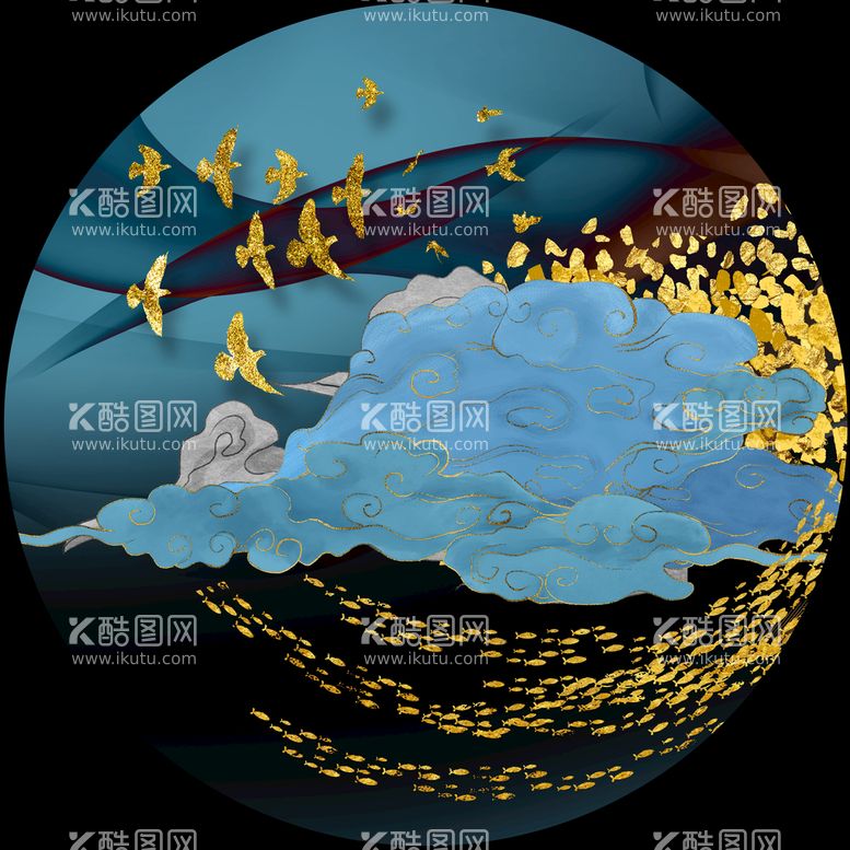 编号：98003910290833579578【酷图网】源文件下载-国潮圆形图标