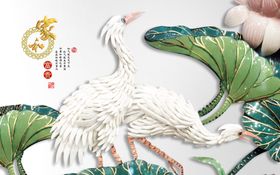家和富贵玉兰花鸟电视背景墙