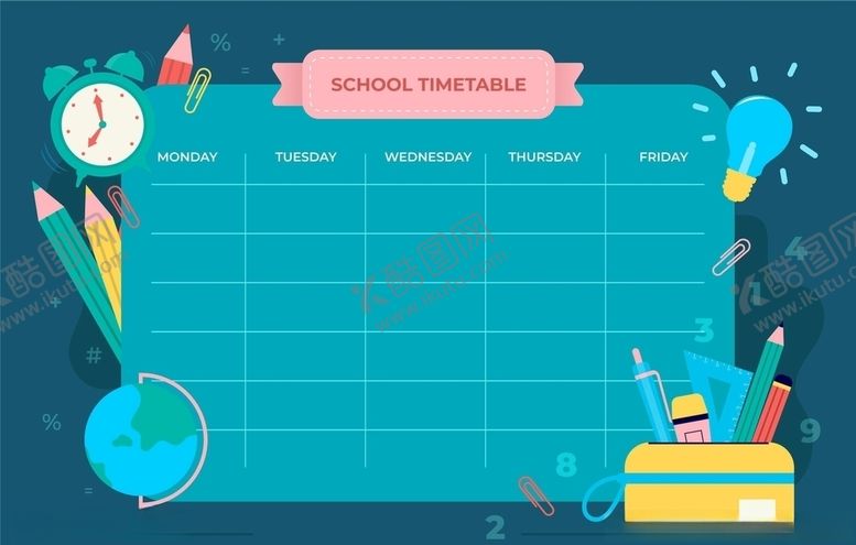 编号：18799610041053302995【酷图网】源文件下载-课程表矢量设计素材
