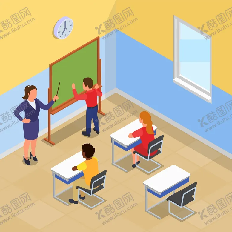 编号：34120709291932395071【酷图网】源文件下载-配有学生书桌上课培训矢量的插图