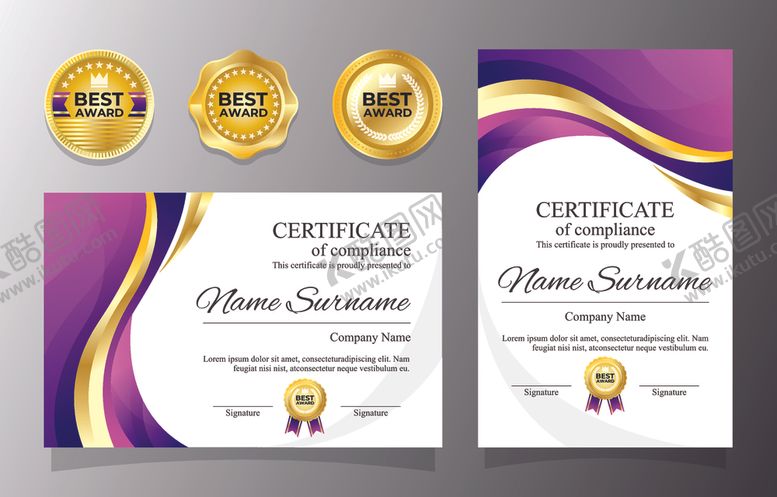 编号：29466004021137561855【酷图网】源文件下载-荣誉证书模板