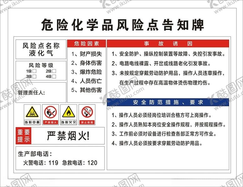 编号：32096102100317279606【酷图网】源文件下载-液化气安全风险点告知牌