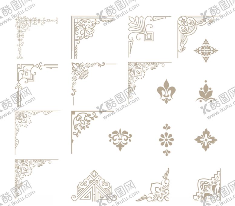 编号：35687309290713084441【酷图网】源文件下载-欧式边角边框装饰花纹素材矢量
