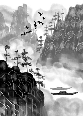 水墨画图片山水风景中国风展