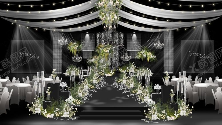 编号：89351004042018199380【酷图网】源文件下载-白绿水晶韩式森系婚礼现场布置