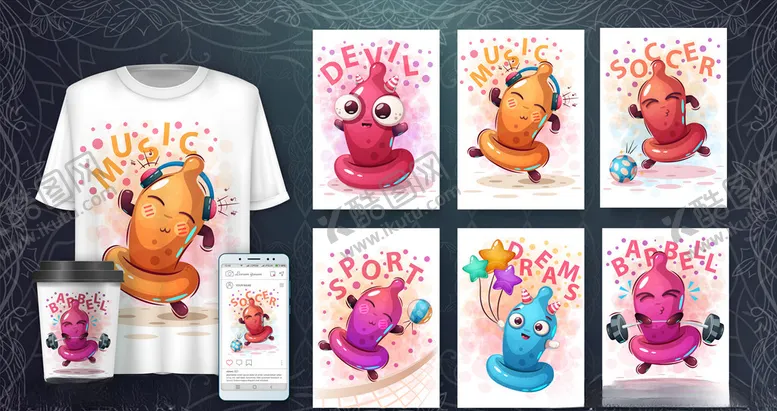 编号：32804410090712224897【酷图网】源文件下载-卡通避孕套