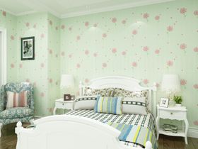 清新粉色花朵儿童卧室