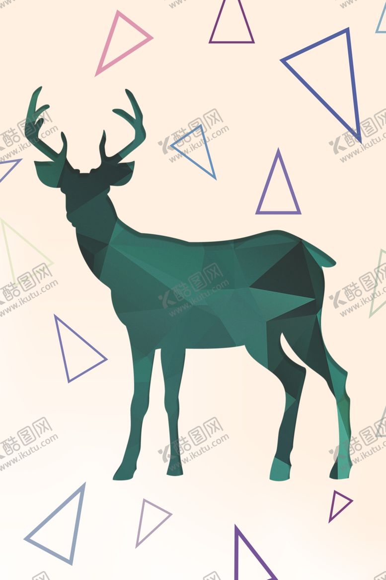 编号：18401510301726408323【酷图网】源文件下载-北欧几何动物麋鹿装饰画图片
