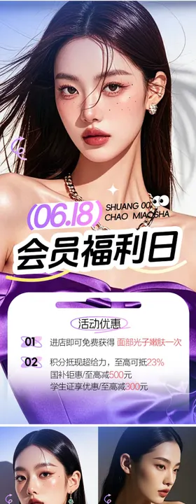 医美618会员福利日海报