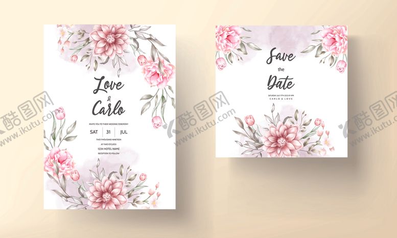 编号：38465104020559504384【酷图网】源文件下载-花卉婚礼请柬设计