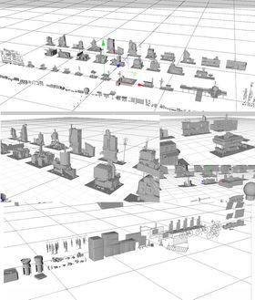 C4D模型赛博朋克城市建筑