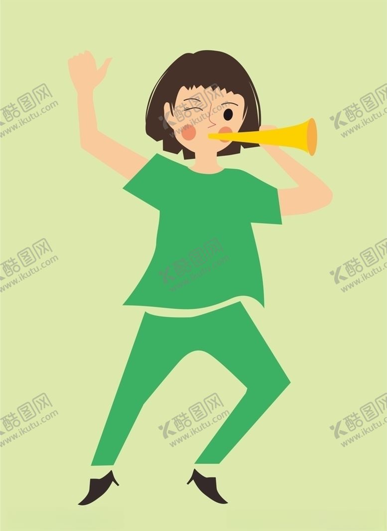 编号：91877410201653421269【酷图网】源文件下载-吹喇叭的女孩