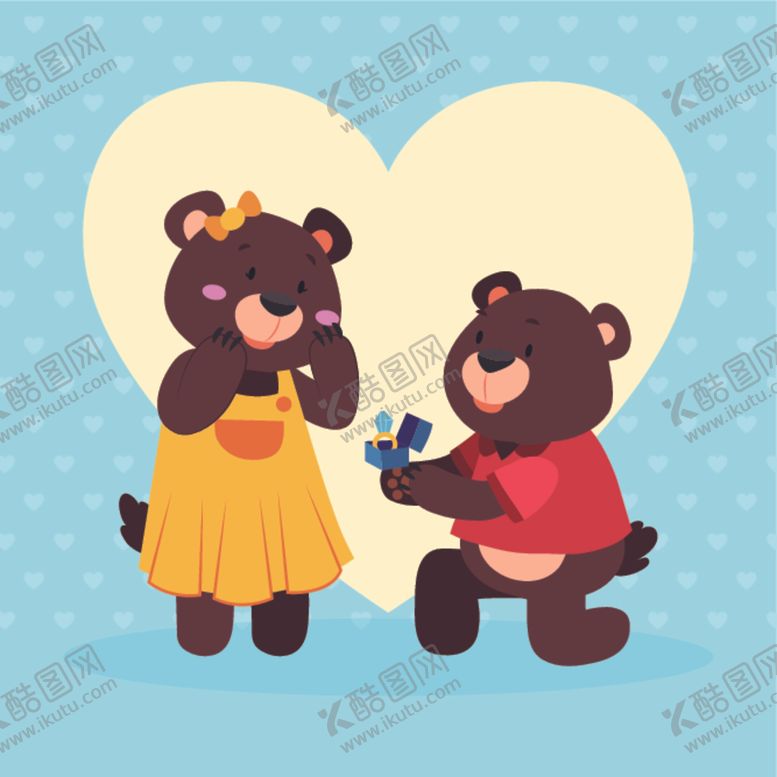 编号：51910010090625207169【酷图网】源文件下载-卡通人物求婚