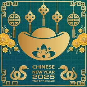 2025立体剪纸绿金色蛇年蛇