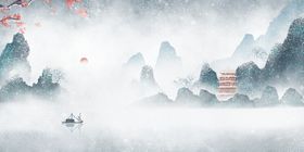 意境大雪山水背景