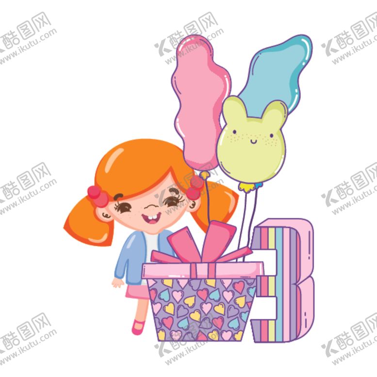 编号：38787104301412355781【酷图网】源文件下载-卡通生日女孩