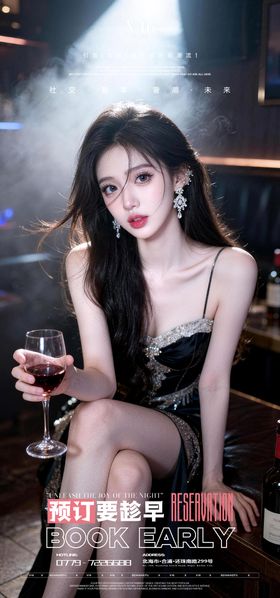 早场预订酒吧夜店邀约美女喝酒海报