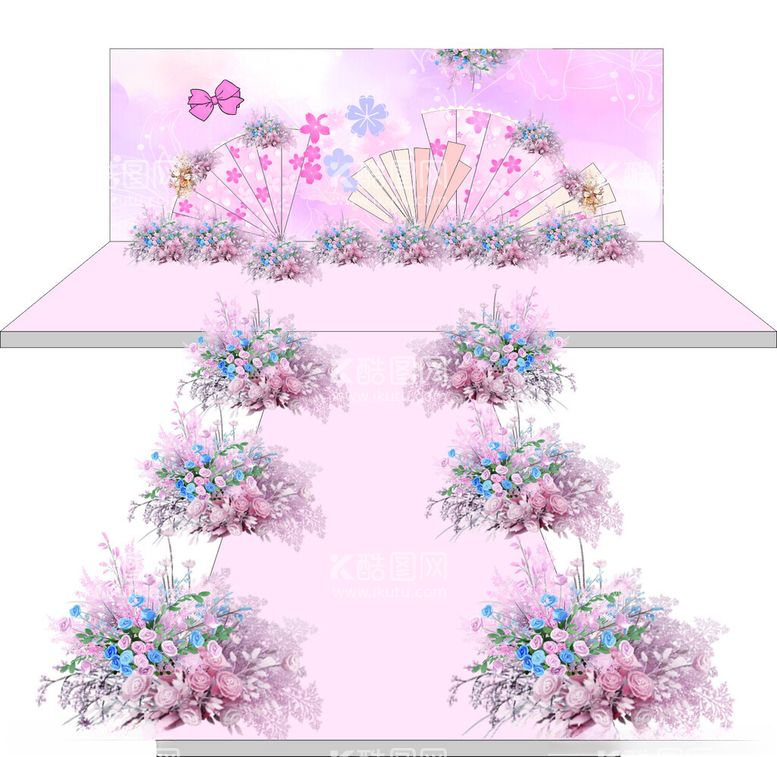 编号：78135512122102242814【酷图网】源文件下载-樱花扇子粉色婚庆