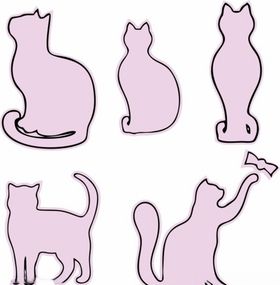轮廓猫咪剪影线条画