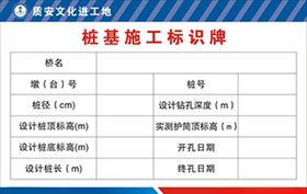 桩基施工标识牌