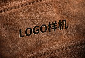 皮革素材凹凸logo样机