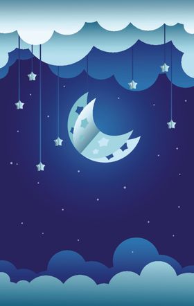 夜晚星星月亮剪纸风
