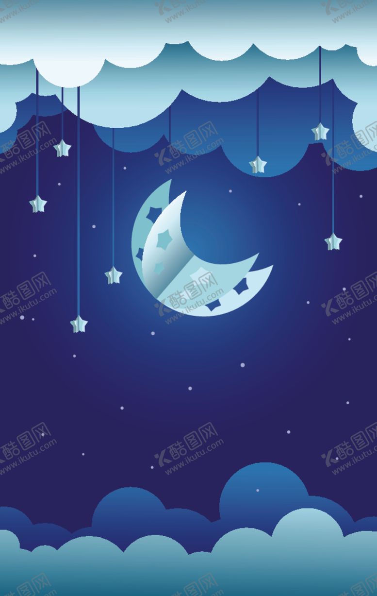 编号：99675110271751271618【酷图网】源文件下载-夜晚星星月亮剪纸风