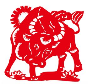 牛年剪纸插画新素材气冲天动物