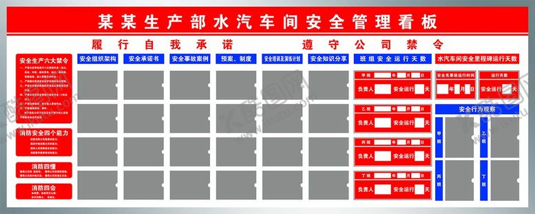 编号：79241310061801048305【酷图网】源文件下载-生产车间安全管理看板