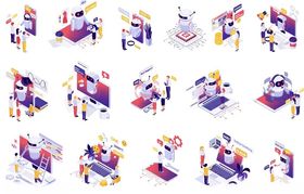 多样办公场景插画集合