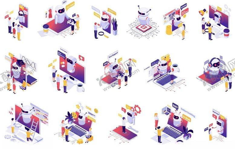 编号：59387804011349148325【酷图网】源文件下载-多样办公场景插画集合