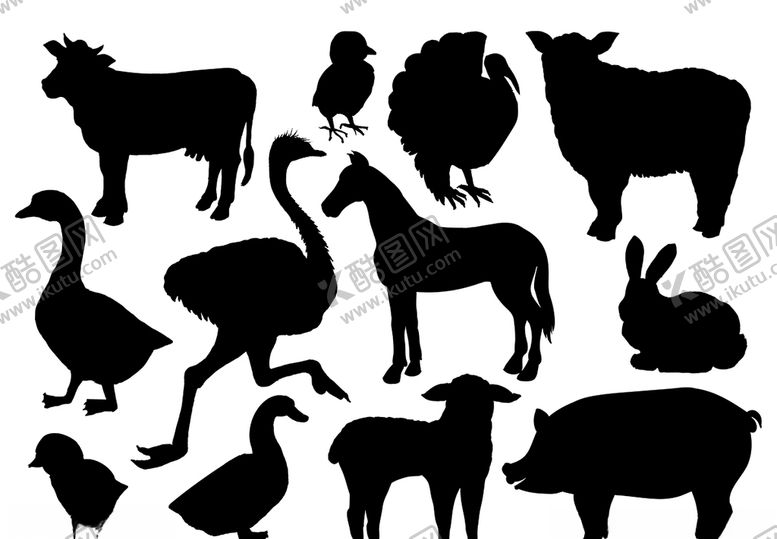 编号：22193109292324056201【酷图网】源文件下载-动物剪影合集
