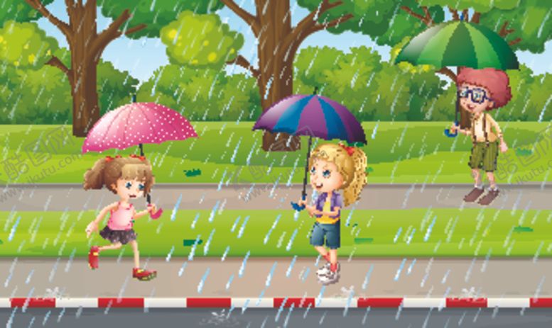编号：31657310302151576934【酷图网】源文件下载-卡通雨季儿童