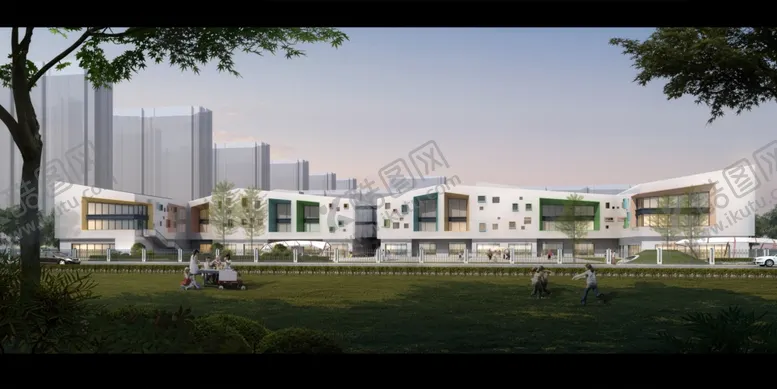 编号：72417105011335096398【酷图网】源文件下载-小学学校幼儿园建筑外观设计案例