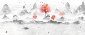 中国风意境水墨山水抽象大气传统画