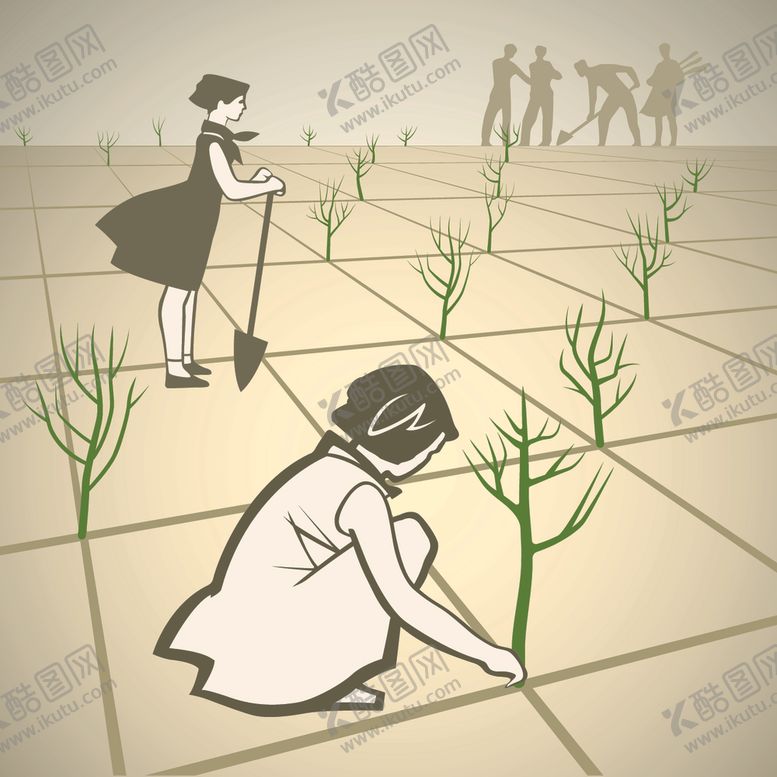 编号：28513907131313456109【酷图网】源文件下载-植树节种树美女女孩卡通手绘素材