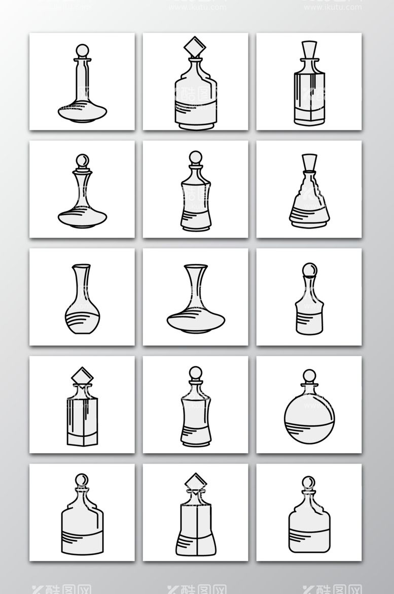 编号：34626412081124514674【酷图网】源文件下载-手绘线描酒瓶素材