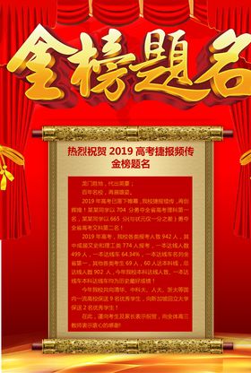 金榜题名喜报海报红色