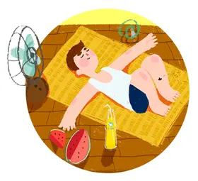 夏日卡通手绘素材
