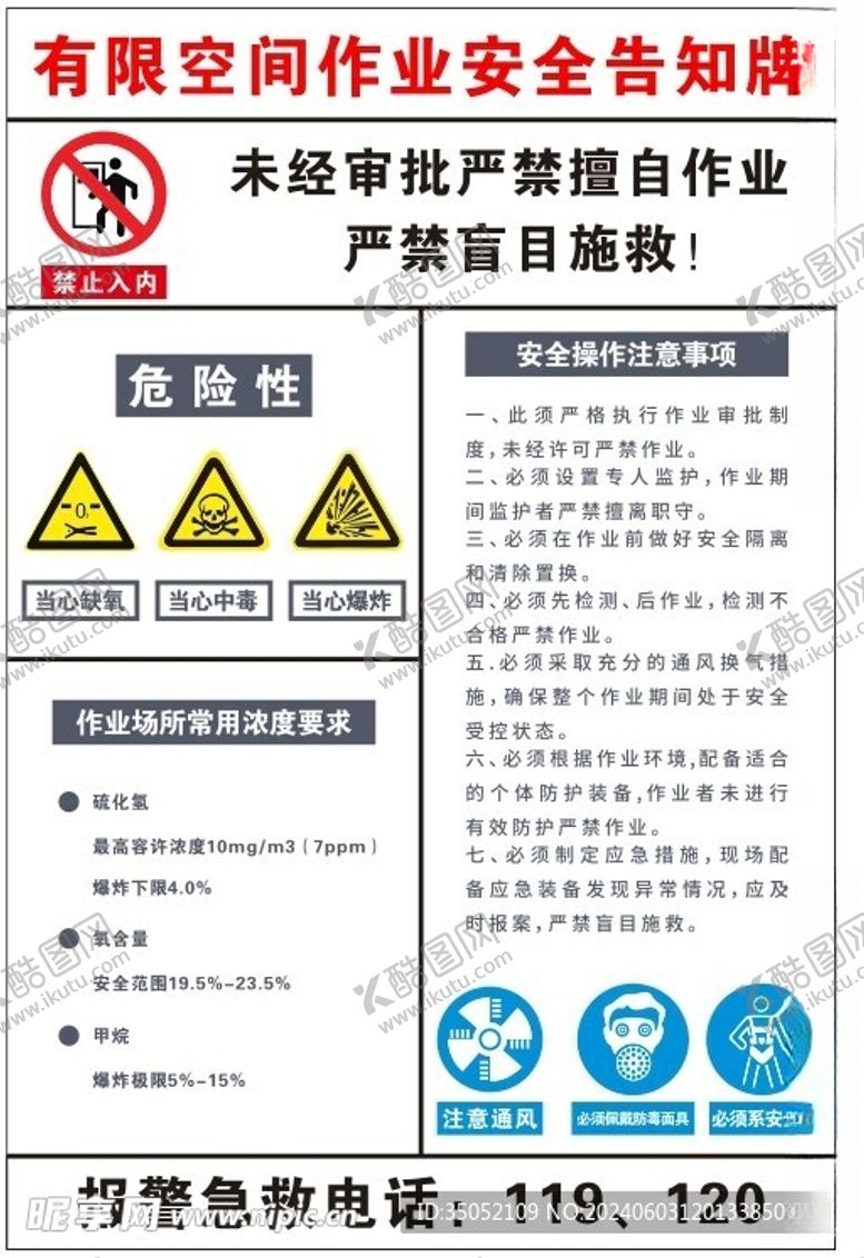 编号：72019302061140416277【酷图网】源文件下载-有限空间作业安全告知牌