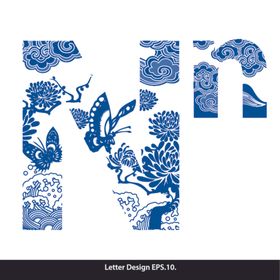 创意青花瓷英文字母