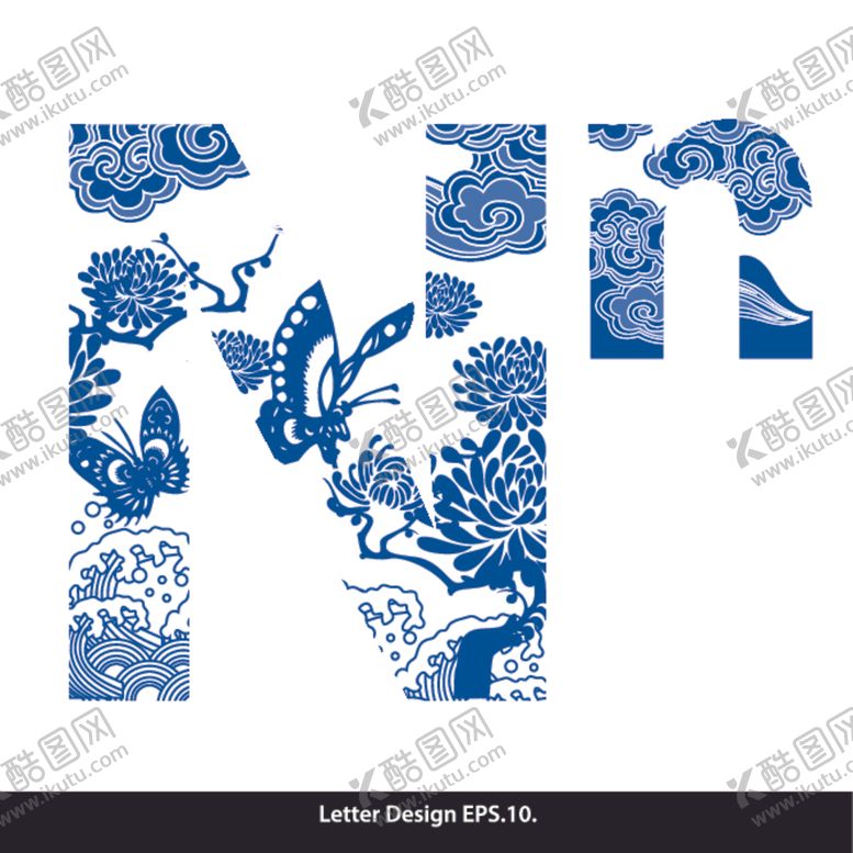 编号：78023605061203318837【酷图网】源文件下载-创意青花瓷英文字母