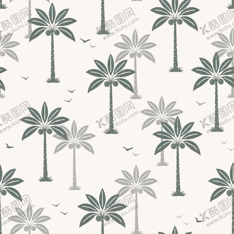 编号：14767304141810498608【酷图网】源文件下载-清新简约棕榈树图案背景