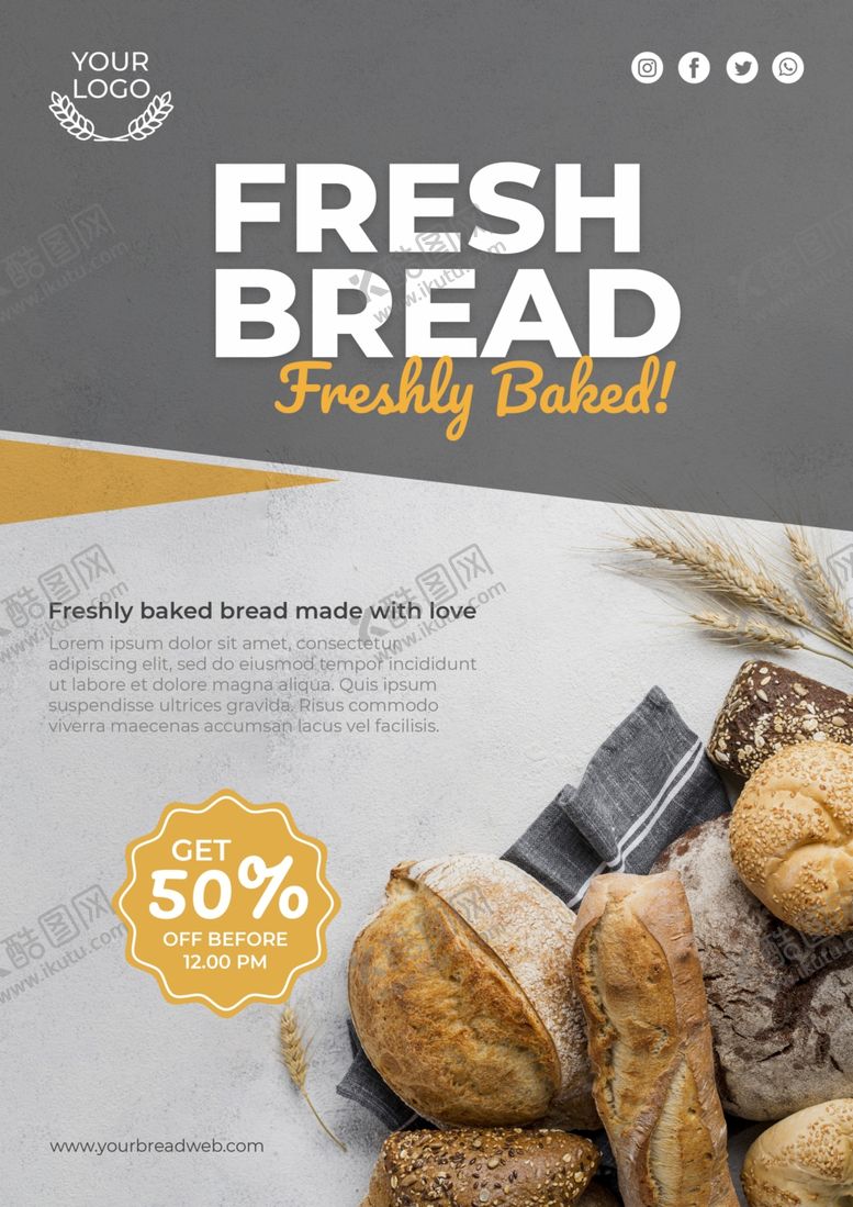 编号：57692909251913426829【酷图网】源文件下载-面包海报