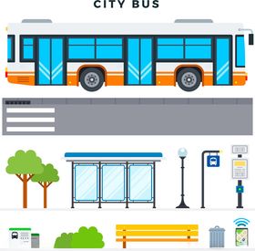 城市公交及配套设施元素